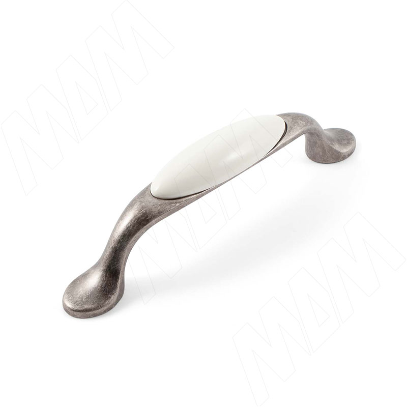 Ручка-скоба 96мм серебро состаренное/керамика (BH.64.096.AP)