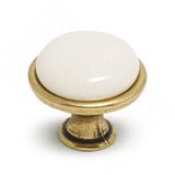 Ручка-кнопка D28мм бронза состаренная/керамика молочная