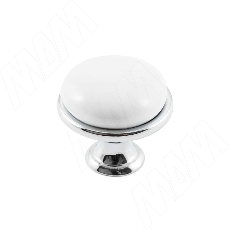 Ручка-кнопка D28мм хром/керамика (KH.30.PC)
