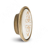 Ручка-кнопка бронза состаренная/керамика золотые узоры