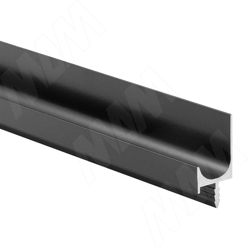 Профиль-ручка врезная для фасада 16/18мм, черный матовый (краска), L-3000мм фото товара 1 - PH.RU07.3000.BLM PR