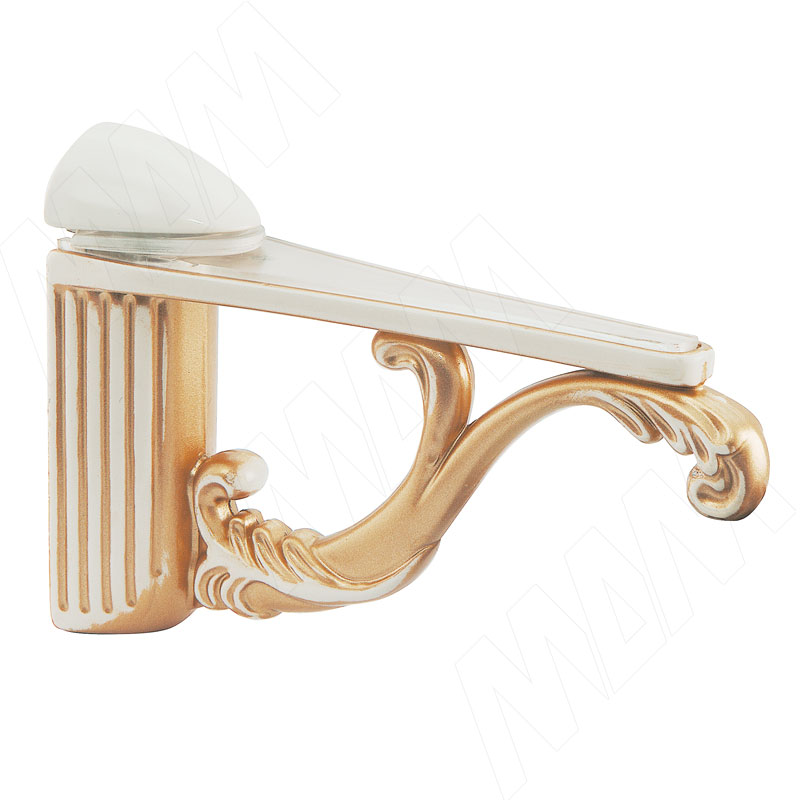 Менсолодержатель для деревянных и стеклянных полок 4 - 25 мм, L-115 мм, cлоновая кость/золото винтаж (V6770000OB)