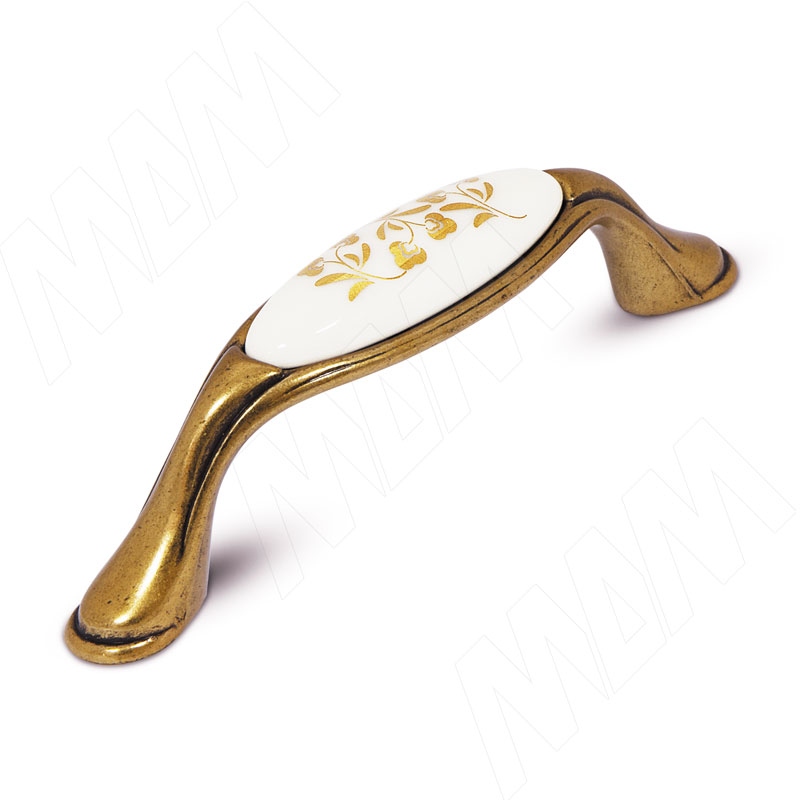 Ручка-скоба 96мм бронза Орваль/керамика золотые узоры фото товара 1 - WMN.771.096.00A8