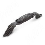 Ручка-скоба 96мм графит/керамика черная серебряные узоры