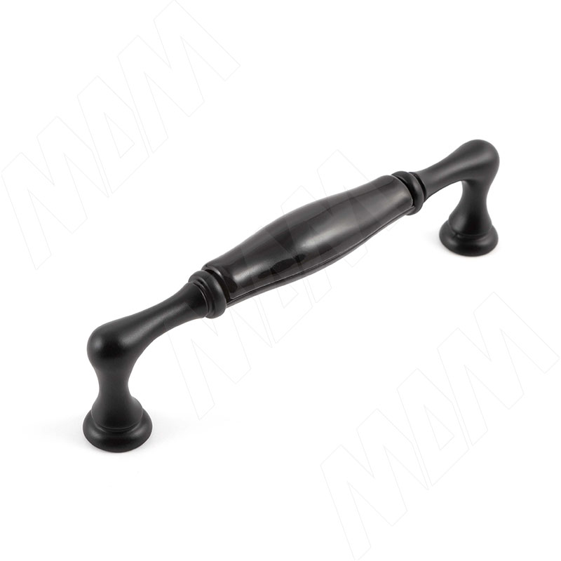 Ручка-скоба 128мм черный матовый/керамика черная глянец (WMN.M64.07.00.N4G)