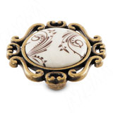 Ручка-кнопка бронза состаренная/керамика коричневые узоры