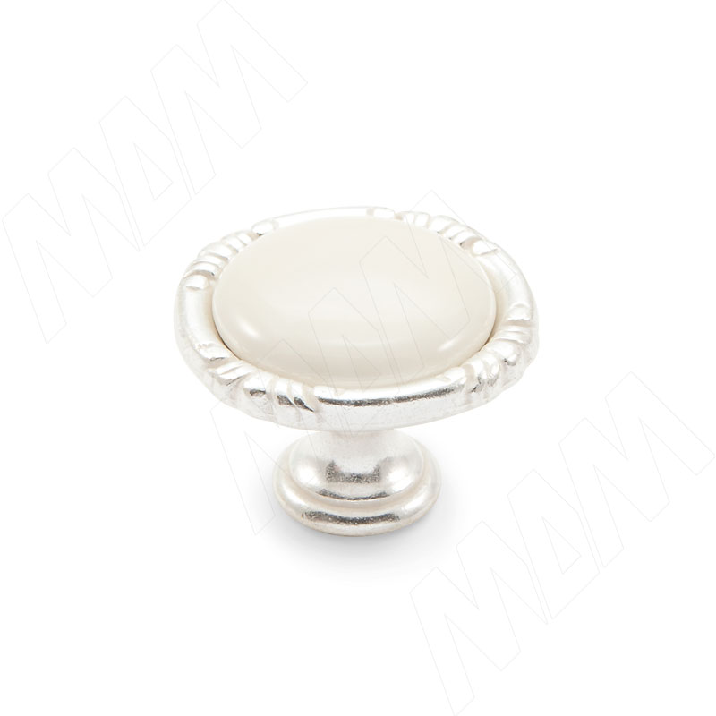 Ручка-кнопка серебро Венецианское/керамика молочная (WPO.48.01.00.000.M5)