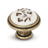 Ручка-кнопка D30мм бронза состаренная/керамика коричневые узоры