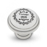 Ручка-кнопка D35мм белый/серебро винтаж керамика Vintage