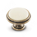 Ручка-кнопка D35мм бронза состаренная/керамика молочная