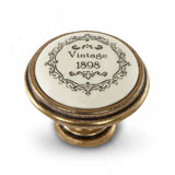 Ручка-кнопка D35мм бронза Орваль/керамика Vintage