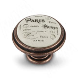 Ручка-кнопка D35мм медь состаренная/керамика Paris