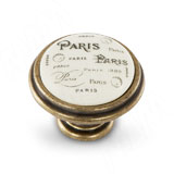 Ручка-кнопка D35мм бронза состаренная/керамика Paris