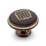 Ручка-кнопка D35мм черный/золото керамика золотые узоры