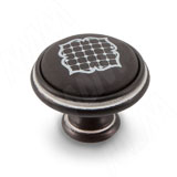 Ручка-кнопка D35мм черный/серебро керамика серебряные узоры