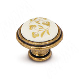 Ручка-кнопка D30мм бронза Орваль/керамика золотые узоры