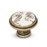 Ручка-кнопка D35мм бронза состаренная/керамика коричневые узоры