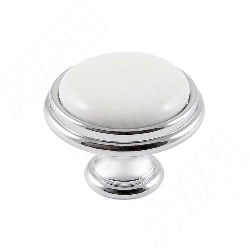 Ручка-кнопка D35мм хром/керамика белая (WPO.P77.00.00.CLG)