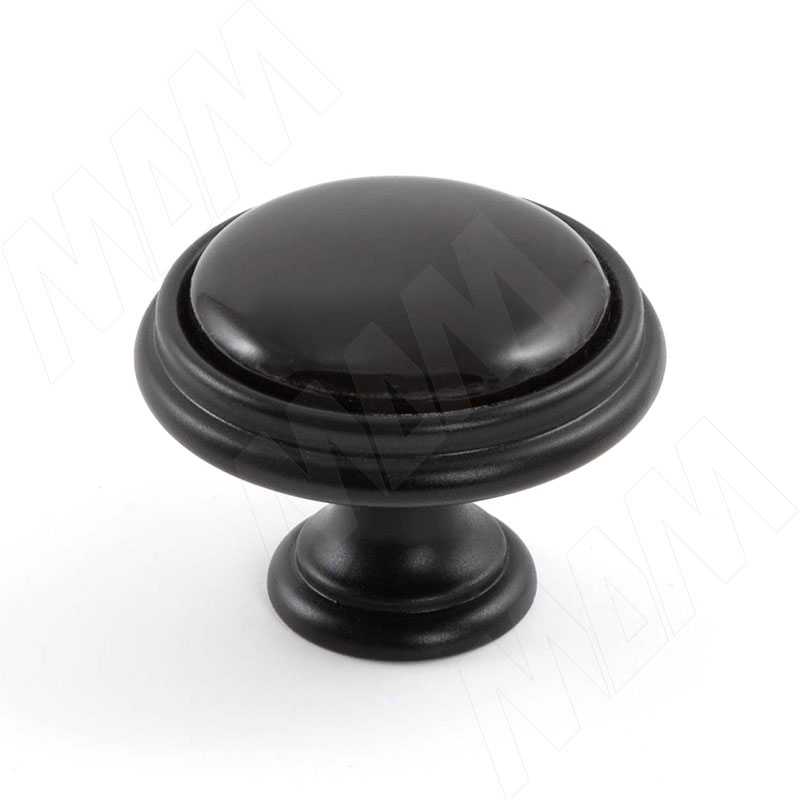 Ручка-кнопка D35мм черный матовый/керамика черная глянец (WPO.P77.07.00.N4G)