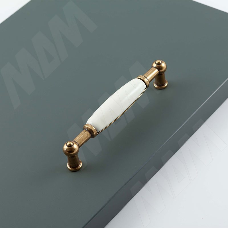 Ручка-скоба 96мм бронза состаренная/керамика фото товара 2 - BH.65.096.ABV