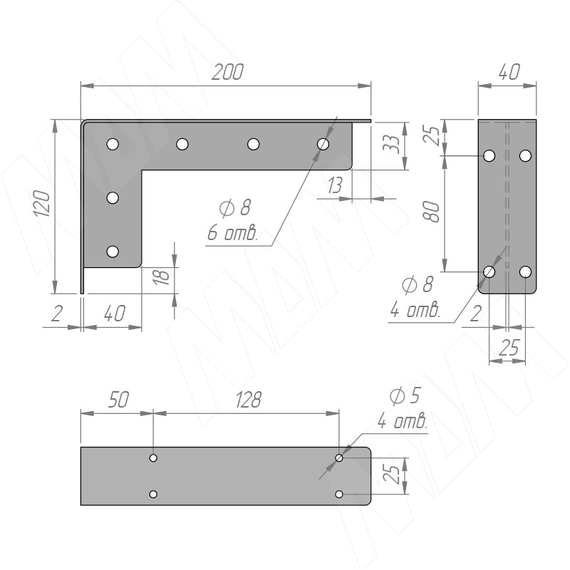 LOFT Менсолодержатель для деревянных полок L-200 мм, белый муар фото товара 2 - LFT.001.200.00WHT