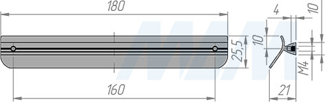 Размеры профиль-ручки длиной 180 мм (артикул 3252.180)