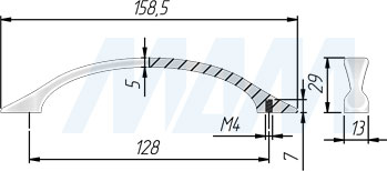 Размеры ручки-скобы с межцентровым расстоянием 128 мм (артикул BH.06.128)