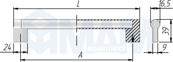 Размеры рейлинговой ручки OHIO (артикул C-138)