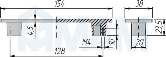 Размеры ручки-скобы SPARTA (артикул C-3264)