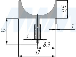 Размеры врезной профиль-ручки для фасада 16/18 мм (артикул PH.RU06)