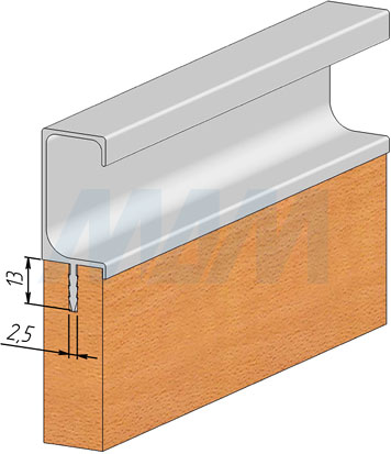 Установка врезной профиль-ручки для фасада 18 мм (артикул PH.RU08)