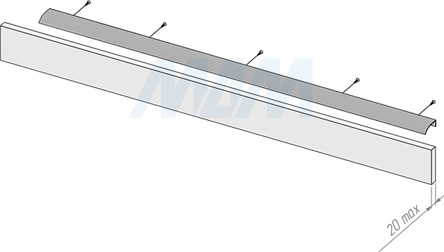 Установка профиль-ручки с креплением на саморезы длиной 900 мм (артикул PH.RU15.900)