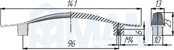 Размеры ручки-скобы с межцентровым расстоянием 96 мм (артикул UN06)