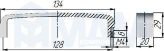 Размеры ручки-скобы с межцентровым расстоянием 128 мм (артикул UN94)