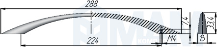 Размеры ручки-скобы с межцентровым расстоянием 224 мм (артикул UP84)