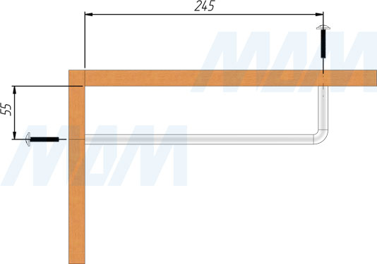 Размеры установки кронштейна для вешалки (артикул WG07.245)