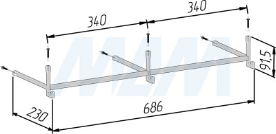Размеры комплекта для вешалки (артикул WG08.690), чертеж 1