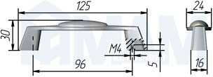 Размеры ручки-скобы с межцентровым расстоянием 96 мм (артикул WMN.730.096)