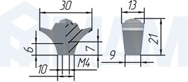 Размеры ручки-кнопки с кристаллами Сваровски (артикул WPO.667)