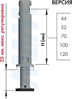 Регулировка регулируемой опоры REKORD TECH, D12 мм, высота отверстия 120 мм (артикул 30303 7RT)