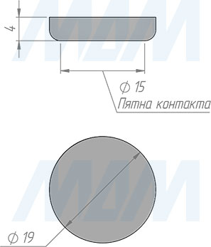 Размеры круглого самоклеящегося подпятника SuperGlide, диаметр 19 мм (артикул HR19-G)