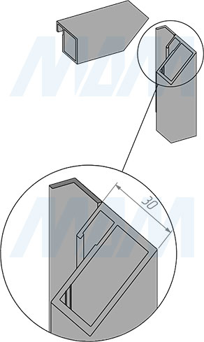 Установка узкого рамочного профиля SECRET MAXI с интегрированной ручкой (артикул FP00263H), схема 1