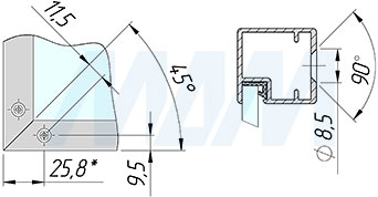 Установка узкого рамочного профиля INTEGRO, 19х20х19 мм (артикул IN0...117A), схема 1