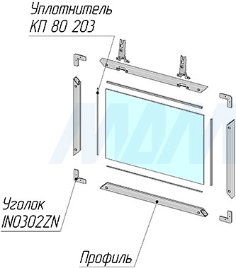 Установка узкого рамочного профиля INTEGRO, 19х20х19 мм (артикул IN0...117A), схема 2