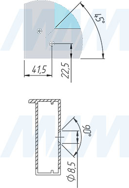 Установка широкого рамочного профиля INTEGRO под наклейку, 45х19х1 мм (артикул IN0 30A), схема 4