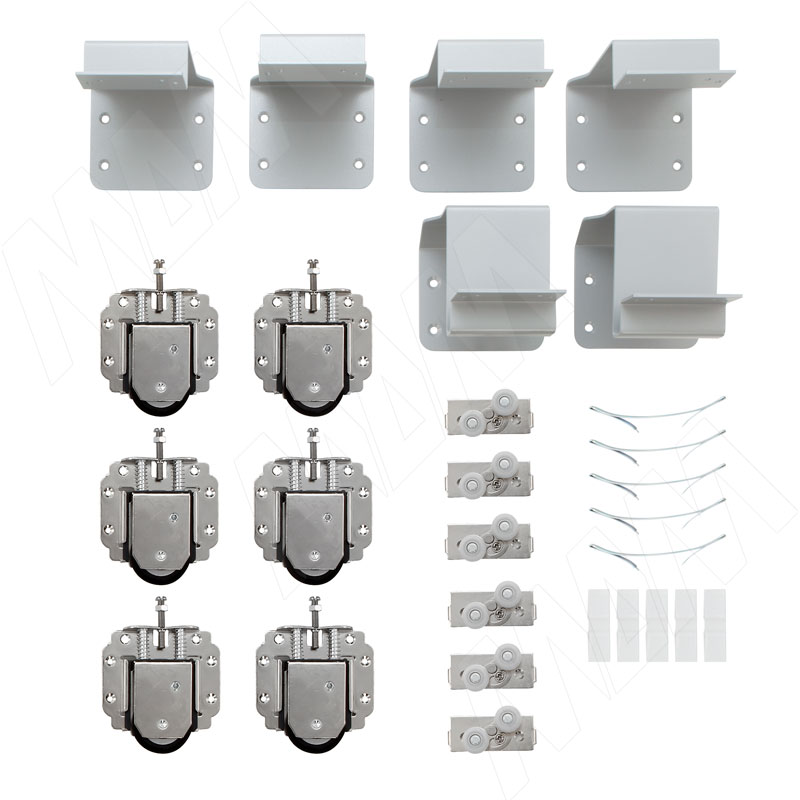 PRIDE комплект роликов и аксессуаров на 3 двери (ролики, стопоры, кронштейны) (PR3DKIT)