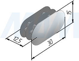 Размеры заглушки для овальной штанги (артикул CC.3015.CR)