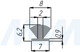 Размеры щеточного уплотнителя INTEGRO, 6 мм (артикул BR6)