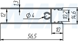Размеры нижнего горизонтального профиля INTEGRO (артикул IN0...050A)