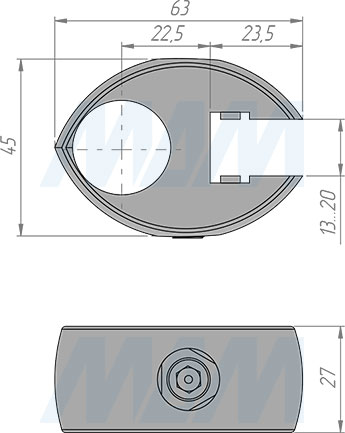 Размеры держателя панели без уплотнителя (артикул JOK.051 03)